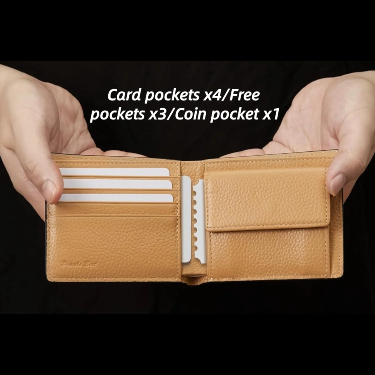 Pomelo Best Men's Leather Wallet, Two-Tone Color Options, Classic Design
