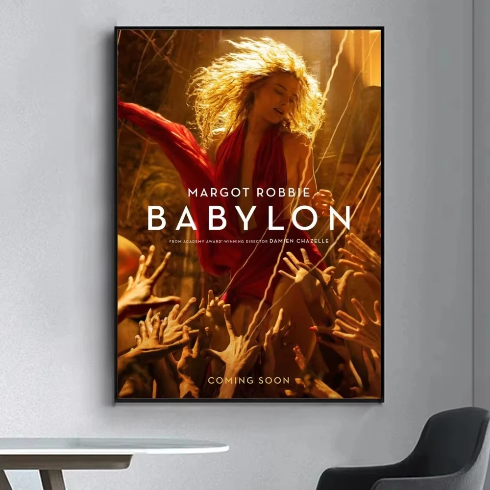 Margot Robbie Babylon Poster Fancy Poster Wall Sticker for Living Room Bar Vintage Decorative Painting Middle