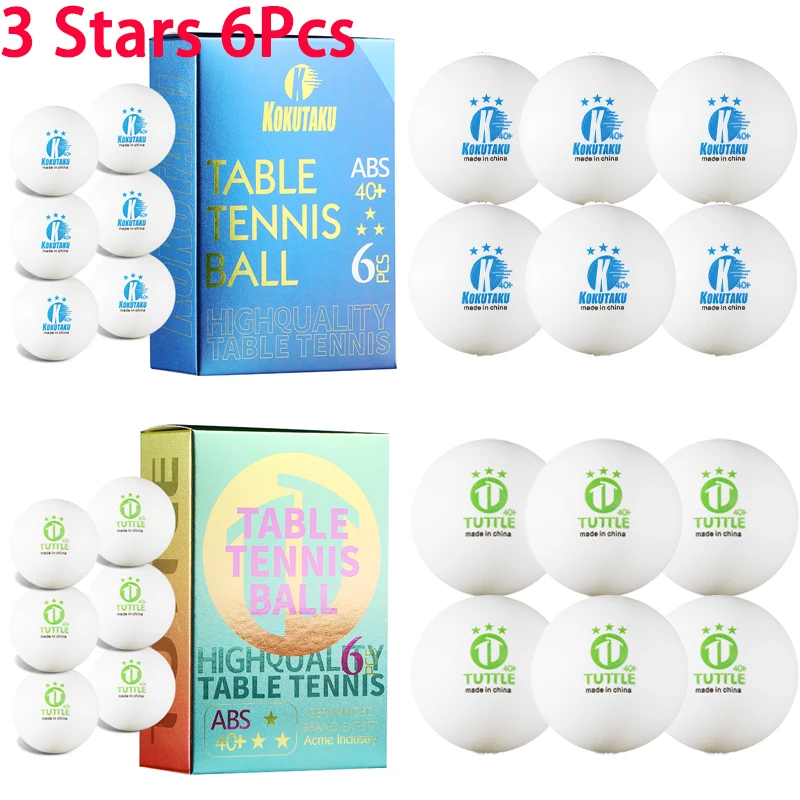 

3 звезды, 6 шт./кор., мячи для настольного тенниса, новый материал, ABS40 + мячи для пинг-понга со швом для соревнований, тренировочная палка/Kokutaku