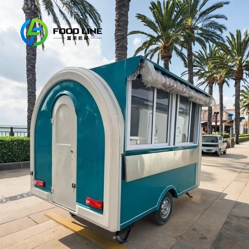 

Изготовленный на заказ мобильный прицеп для еды, полностью оснащенный тентом для закусок, пиццы, сока, мороженого, уличного торгового торга