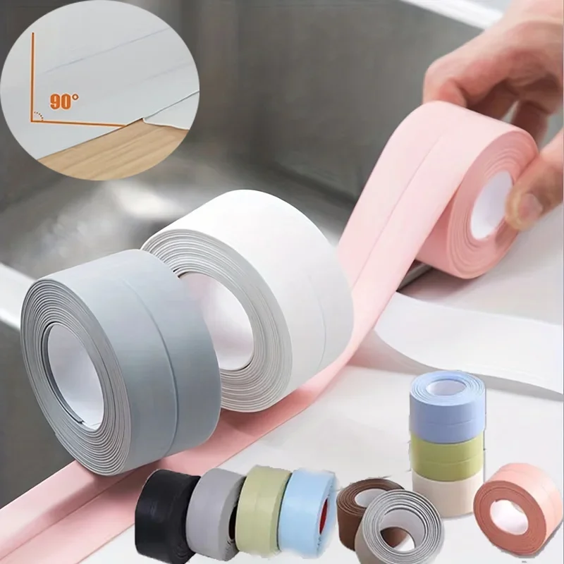 Shower Bath Sealing Tape Strips PVC Self Adhesive Waterproof Wall Sticker for Bathroom Kitchen Seal Caulk Strip Sink Mold Proof