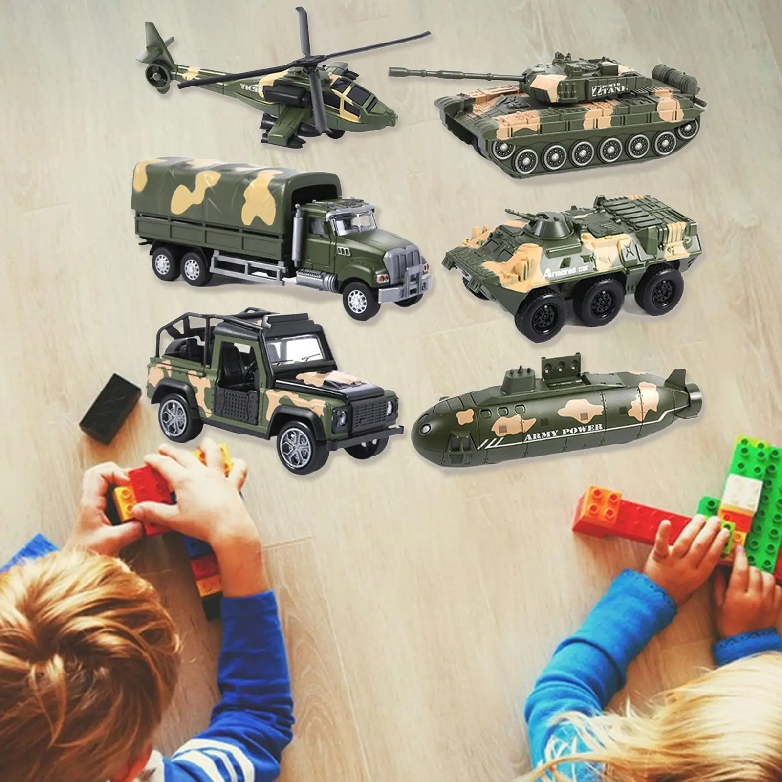 6 Pieces Friction Powered Transport Cargo Airplane Toy Educational Toys Assorted Alloy Metal Army Models Car Toys for Girls Boys