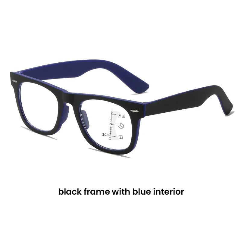 Elbru Multifocal Progressive Anti Blue Light Reading Glasses Men Women Fashion Big Frame Double-Using Presbyopia Eyeglasses