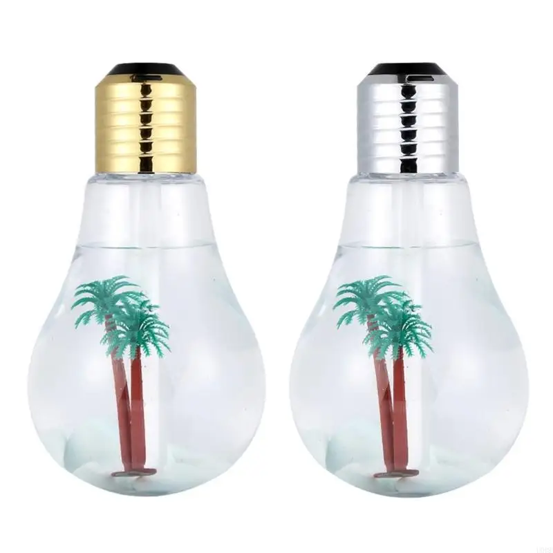 Humidificador silencioso, luz LED nocturna, estilo bombilla moderna, humectante aire, alimentación USB, textura para