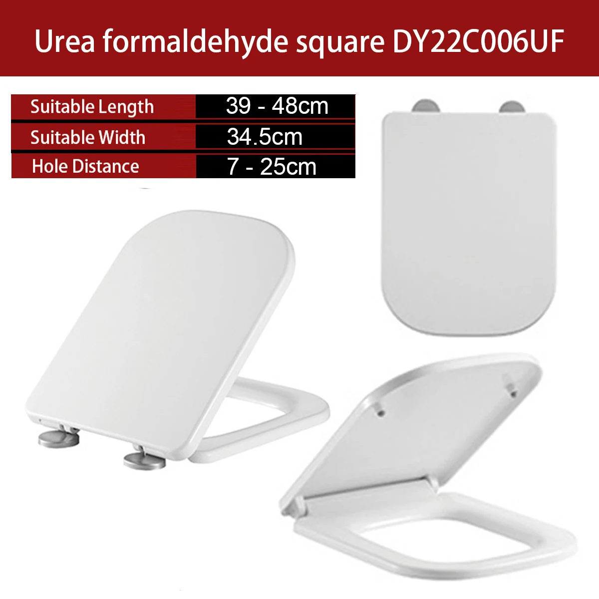 

Urea Formaldehyde Soft Close Toilet Cover Square Universal Toilet Lid Wc Slow Closure Toilet Caps Width 34.5cm Length 39 To 48cm