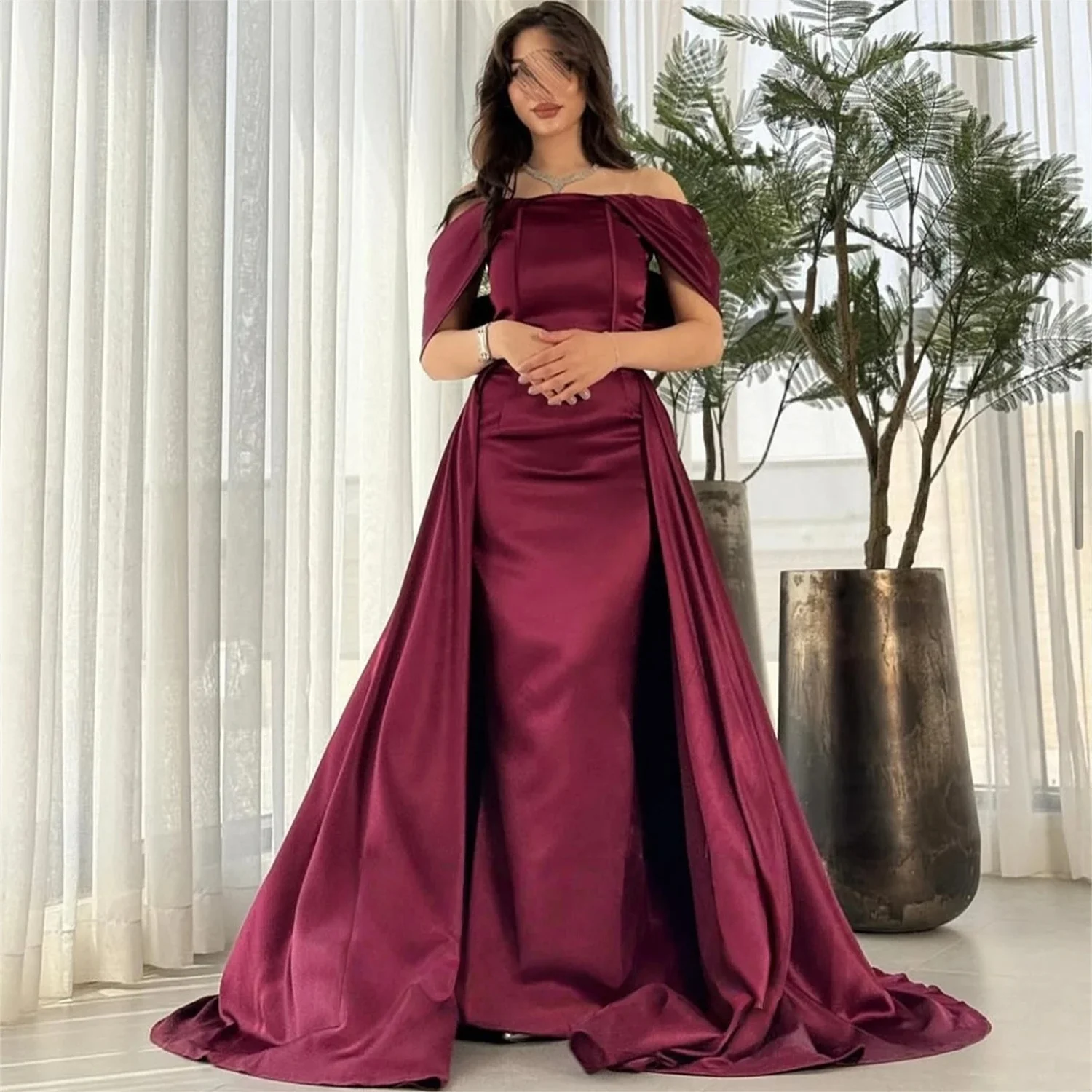 

Off The Shoulder Party Bespoke Occasion Gown Long Evening Dresses Pastrol Unisex Jersey Retro Dubai Saudi Arabic Prom Customized