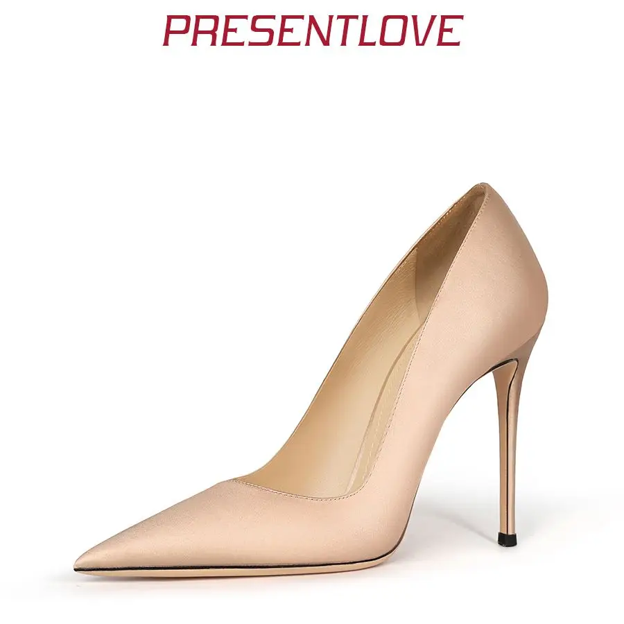 

luxury women's shoes 2024 Real Leather New Women Pumps Wedding Shoes Pointed Toe Blue Silk High-heeled Shoes Prom Ladies shoes