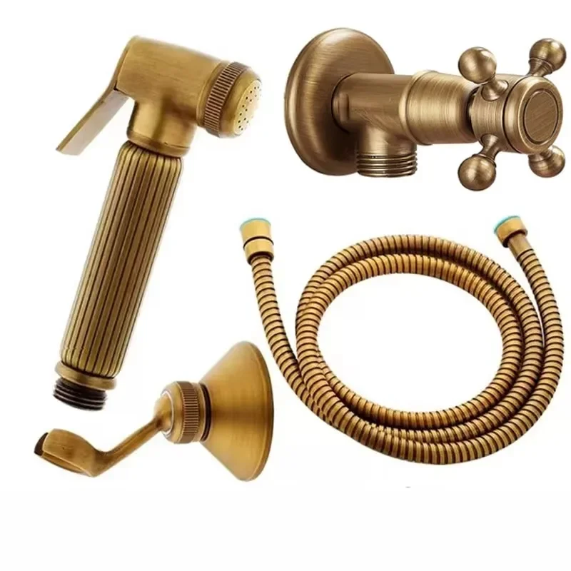 

Antique Brass Handheld Bidet Spray Shower Set Copper Bidet Sprayer Lanos Toilet Bidet Faucet Lavatory