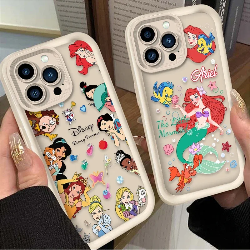 Disney Princess Phone Case for iPhone 15 14 13 12 11 Pro Max XS X XR 8 7 6 6S Plus SE 2020 Shockproof Liquid Soft Silicone Cover