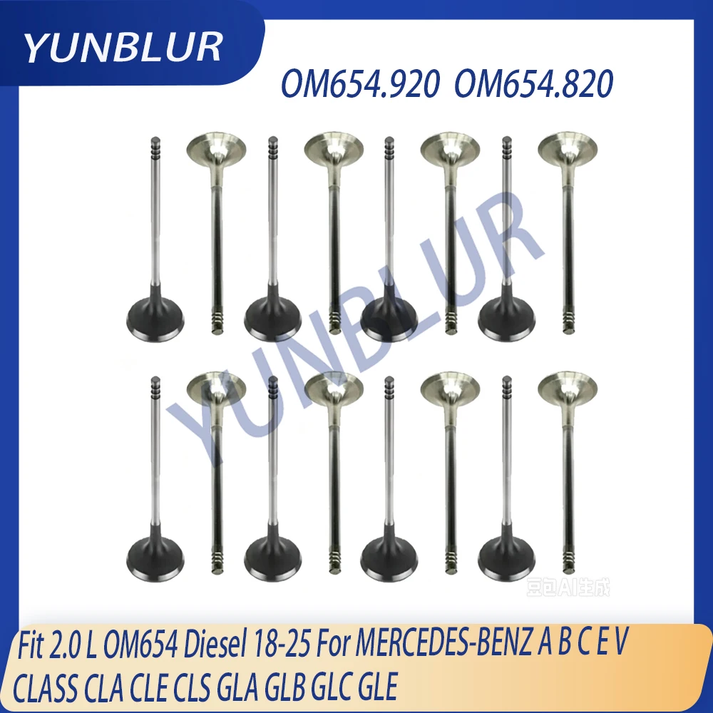 OM654 16pcs Engine Intake Exhaust Valve Kit Fit 2.0 L Diesel 18-25 For MERCEDES-BENZ A180 A200 B200 C200 E300 CLE220 GLA180 V220