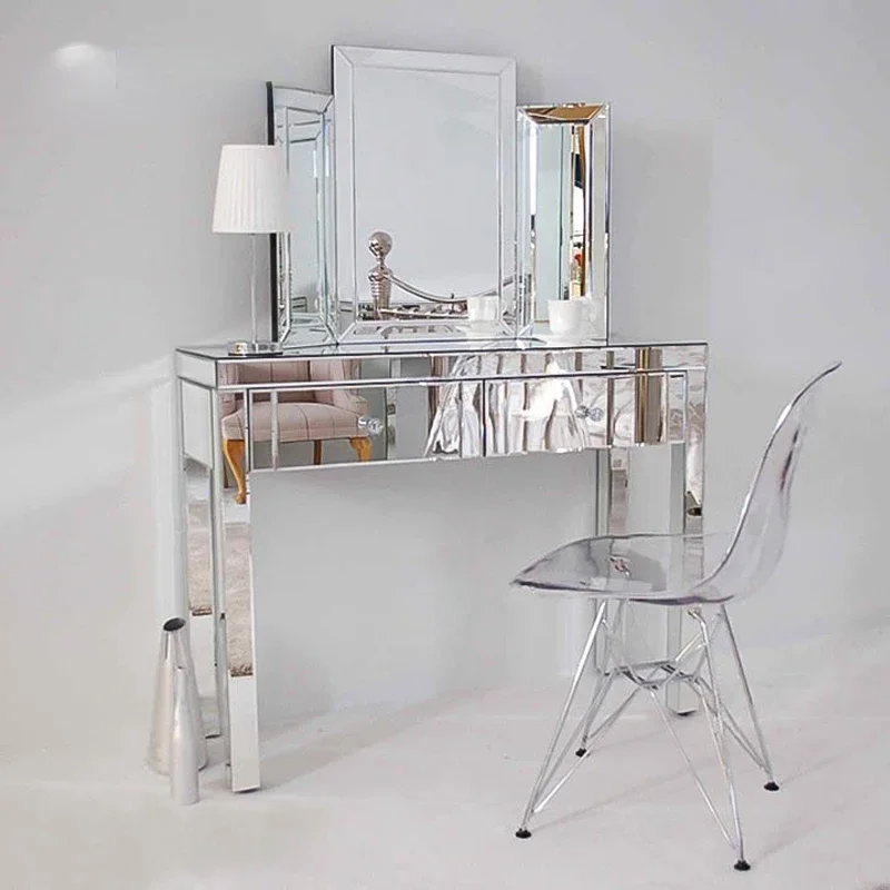 Black glass mirror dressing table makeup table