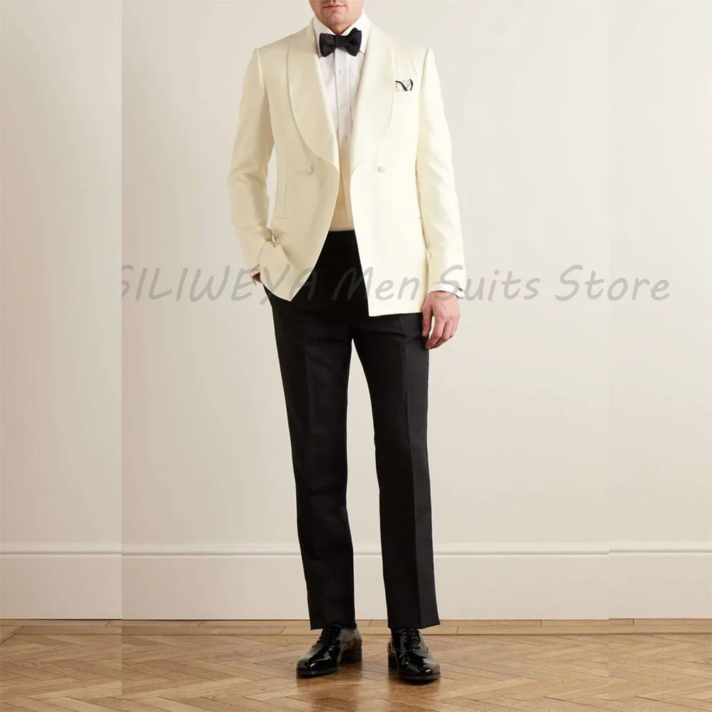 

Classic suits Handsome Shawl collar Double Breasted 2 piece Jacket pants Customized Special occasion Wedding male clothings