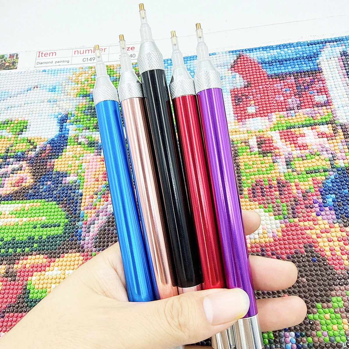 5pcs/set Diamond Painting Tools Light Point Drill Pen Diamond Embroidery Cross Stitch Accessories  Mosaic（battery not include）