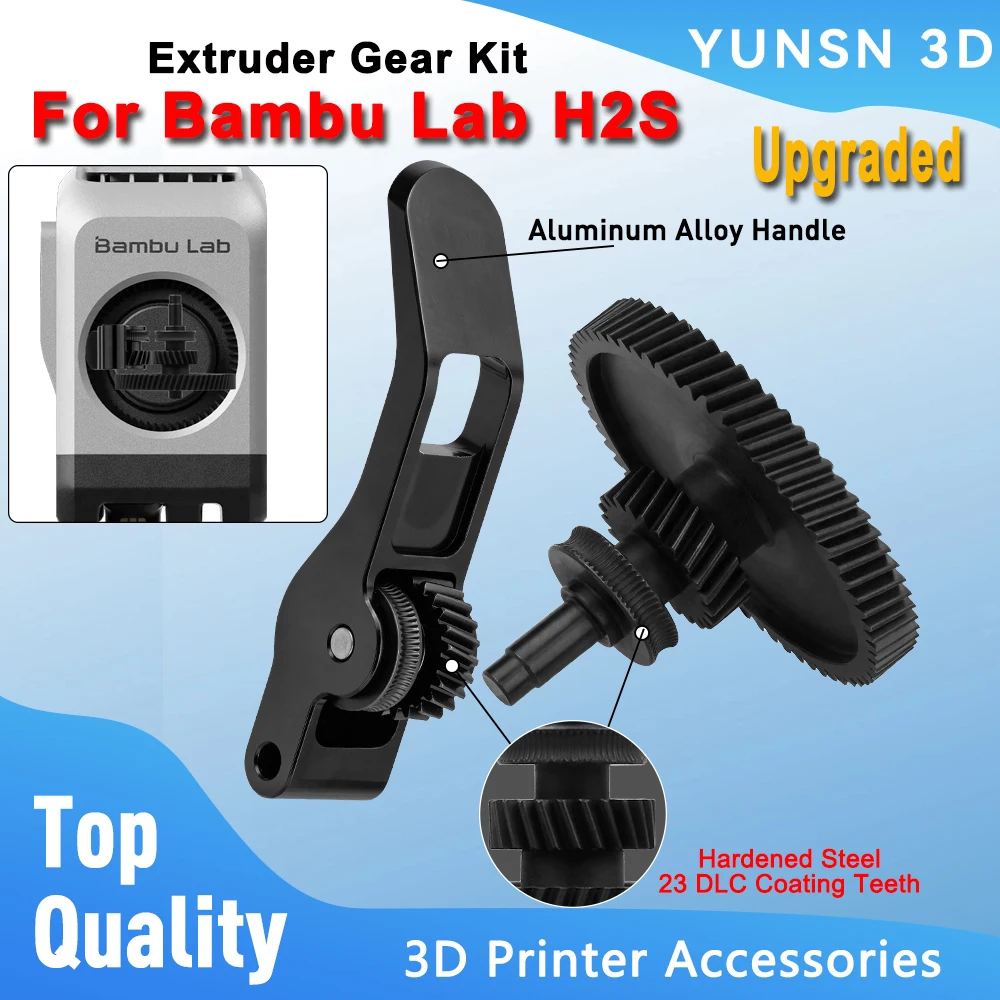 For Bambu Lab H2S Extruder Gear Kit Upgraded Integrated Hardened Steel Extrusion Gear Assembly For Bambulab H2S 3D Printer Parts