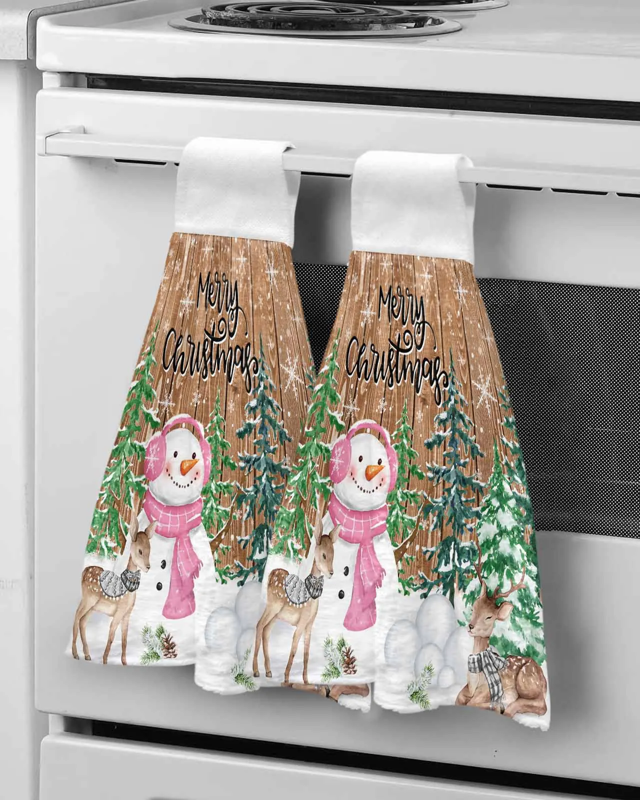 

Christmas Winter Pink Snowman Towel Bathroom Supplies Soft Absorbent Towel Kitchen Accessories Cleaning Dishcloths