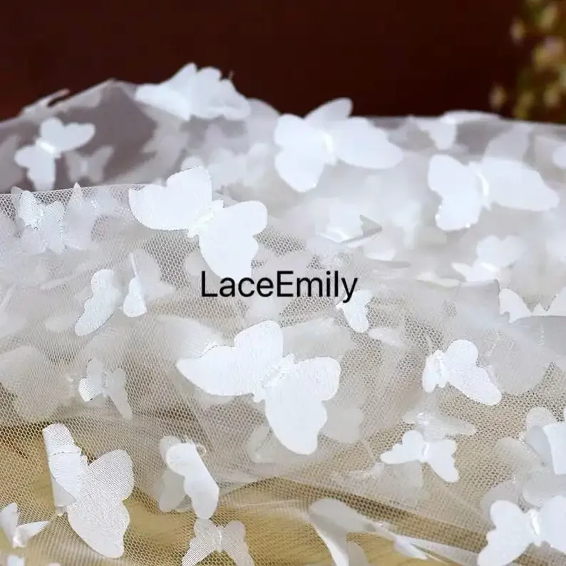 10 Colors 3D Butterfly Embroidery Lace Fabric Butterfly Mesh Tulle Fabric For Bridal, Dress Girl Dress , Wedding Dress,