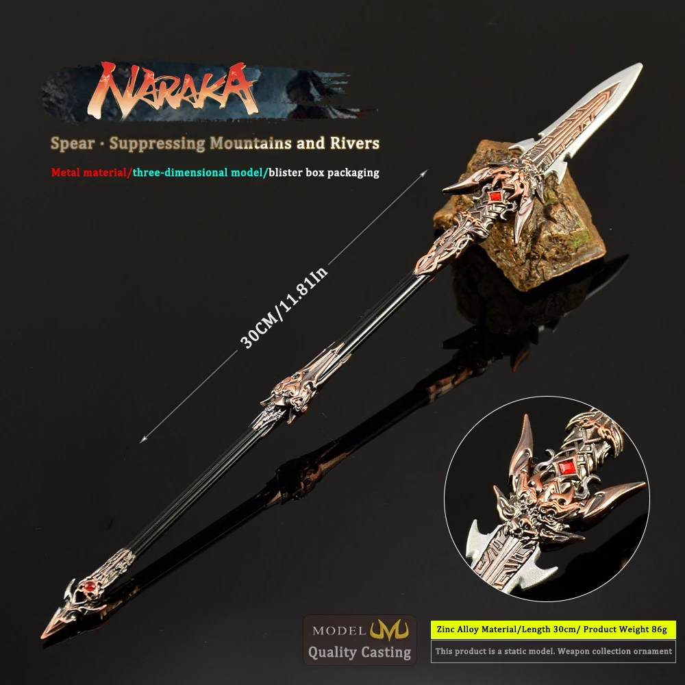 30 cm Naraka Bladepoint Zhenshan Rivier Lange Speer Wapen Periferie Model Legering Decoratie Ornament Props Verjaardagscadeautjes Speelgoed Jongens