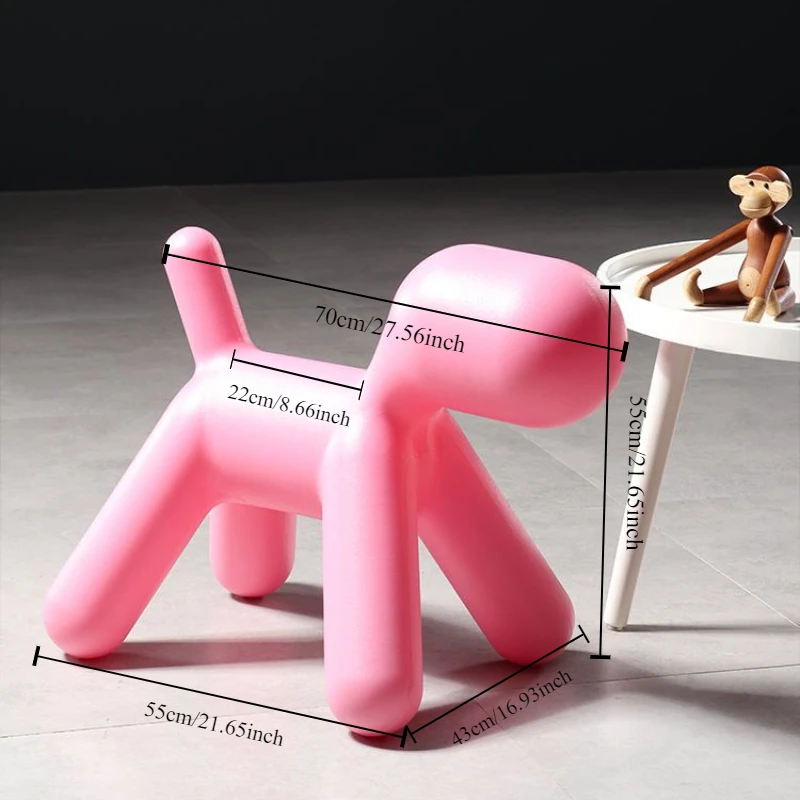 

Nordic Creative Small Stools Trojan Horse Stool Cartoon Dog Chair Puppy Stool Plastic Animal Ottomans Living Room Furniture