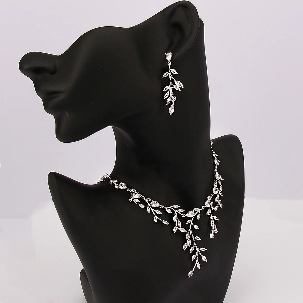 

Simple Stylish Branch Cubic Zirconia Necklace Set , Elegant Bridal Accessories Wholesale For Wedding Evening Formal Gown Outfits