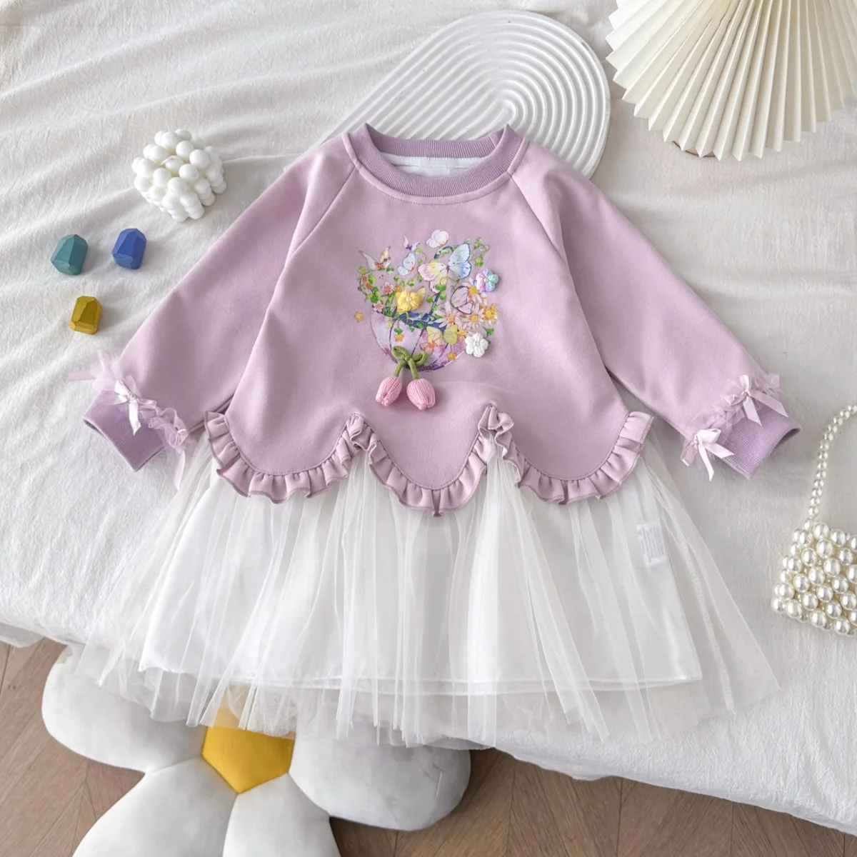 

Girls Dresses Spring Autumn 2025 Children Long Sleeve Dress For Baby Girl Princess Party Clothes Kids Cute Pullover Oufits 7 8Y