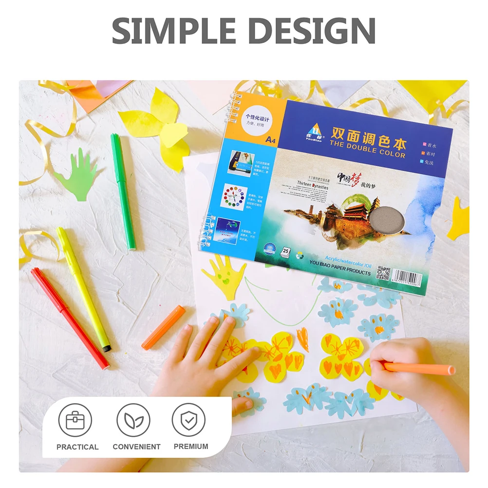 

2pcs 2 Books Paper Pallets Paint Watercolor Mixers Mixing Trays Durable Art Salon Nail Color Display Disposable Pigment