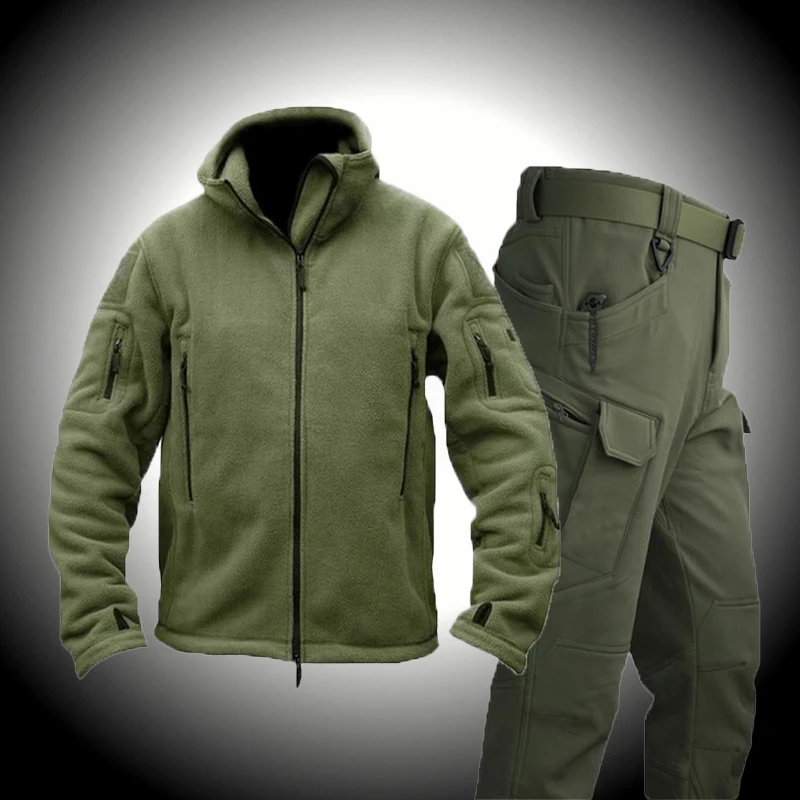 

Hiking Tactical Jacket Men Tracksuit Set Windbreakers Outdoor Camping Thermal Men Waterproof Jacket Pants Windproof suit