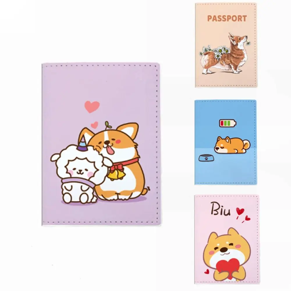 

New PU Leather Corgi Dog Passport Bag Cartoon Multi Functional Passport Cover Men Women High Quality Travel Accessories