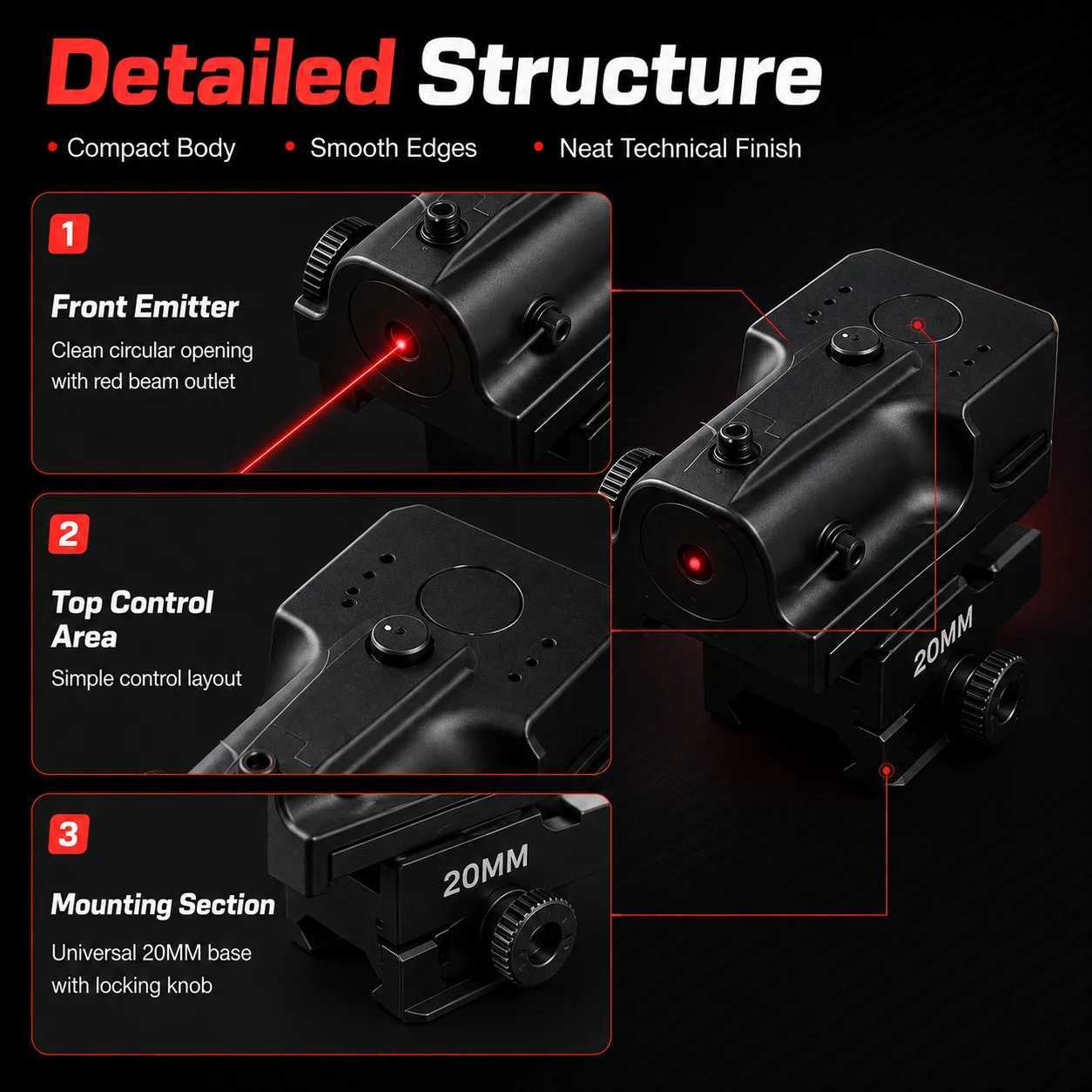Hobby Modification Mini Red Beam Decor Module Universal 20MM Adjustable Mount Parts