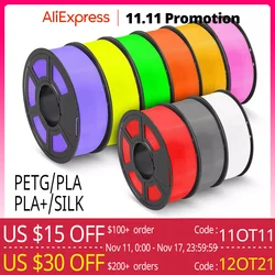 SUNLU PLA 3D-Filament 1 kg 1,75 mm PLAPLUS PETG Seide ordentlich anordnet, keine Knoten, geruchlos, ungiftig, umweltfreundlich, einfacher Druck