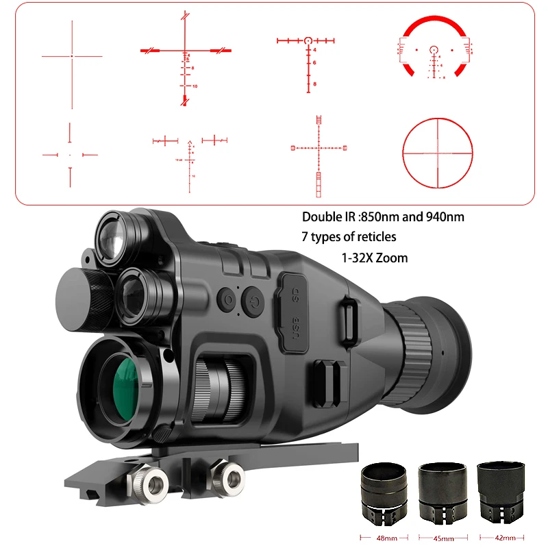 

HENBAKER Night Vision 1-32X Night Vision Monocular 2IR 1080P 500m/546yard With Wifi For Hunting Camera Observation Surveillance