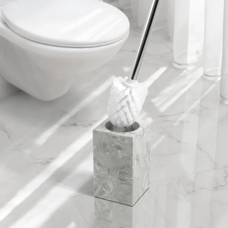 100% Natural Marble Toilet Brush with Base, Luxury Style for Bathroom & Showroom