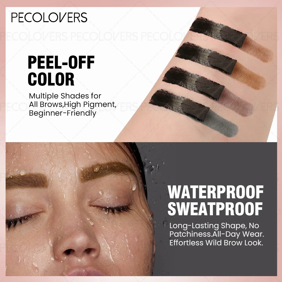 1PC 防水アイブロウプルジェル - 高速フィルム化、ソフトな質感、高色素沈着、使いやすい、完璧な眉毛スタイリングを実現