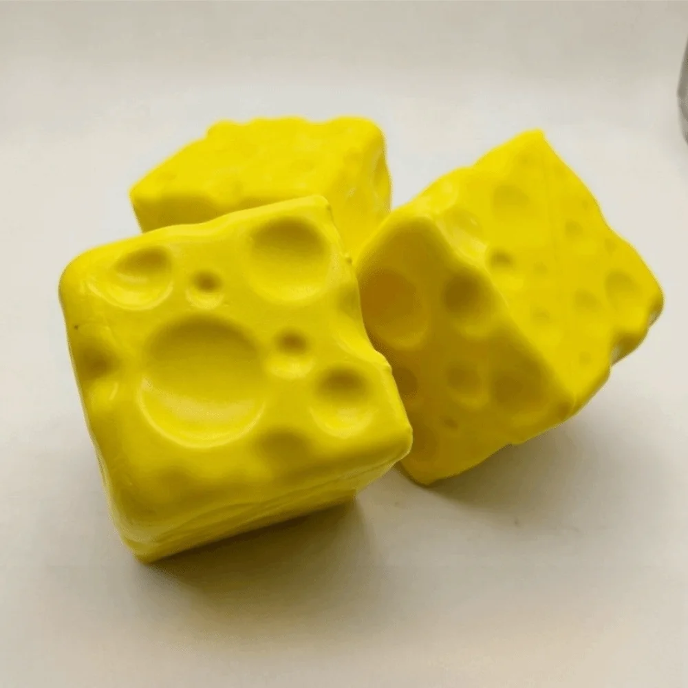Shapeable Cheese Pinch Toy Squishy Texture Anti-Stress Cheese Cube Stress Ball Non-Bounce ASMR Sensory Stress Toy Stress Relief