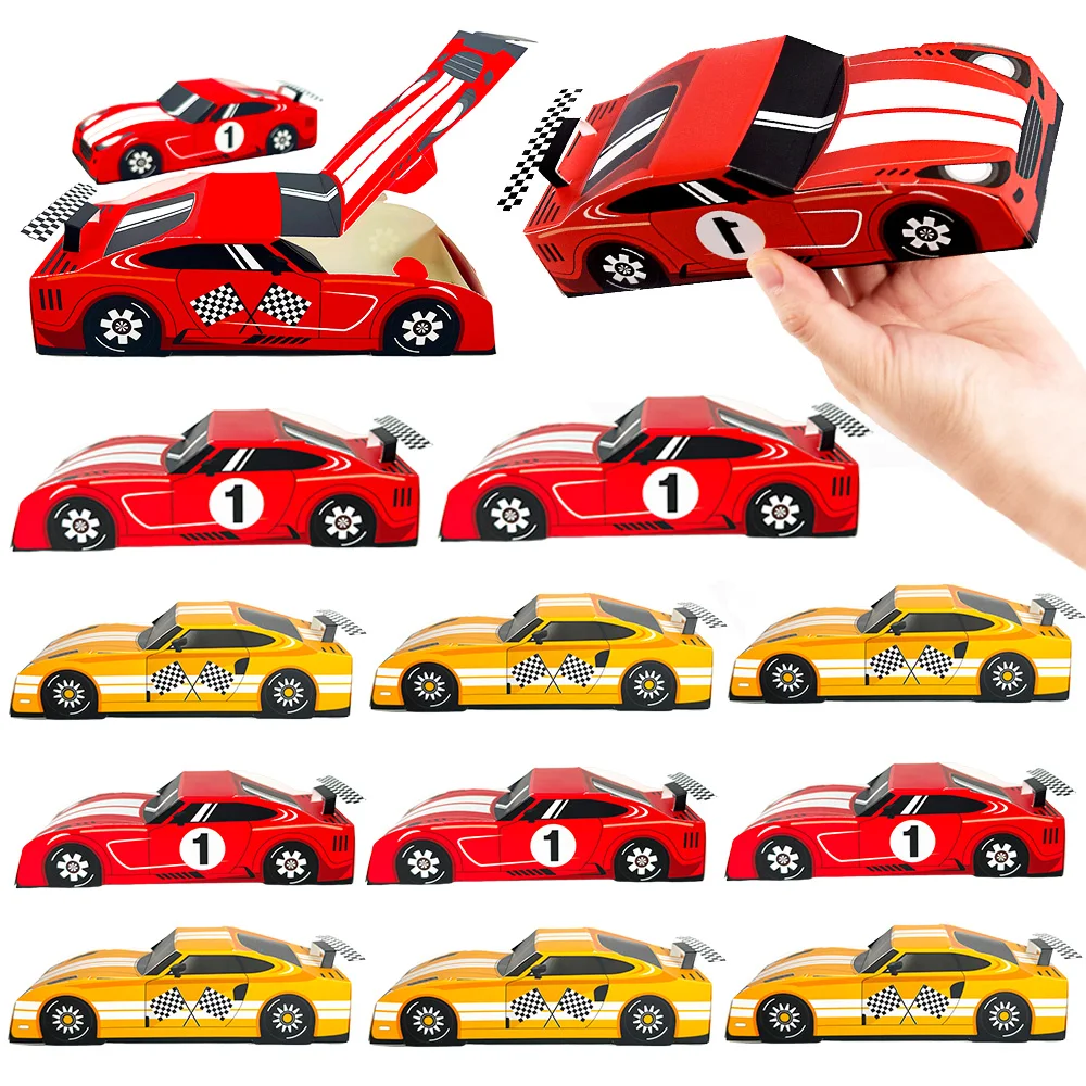 10/20/30pcs Racing Car Theme Gift Box Boys Kids Birthday Party Favors Candy Cookie Packaging Boxes Decor Baby Shower Supplies