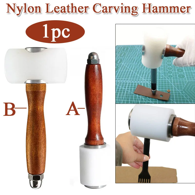 

1pc Nylon Leather Carving Hammer DIY Handmade Tools Printed Cowhide Punch Cutting Sewing Hammers Leather Art Making Supplies