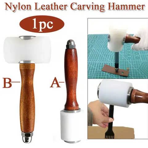 1pc 나일론 가죽 조각 망치 DIY 수제 도구 인쇄 된 소 가죽 펀치 절단 바느질 망치 가죽 아트 만들기 용품