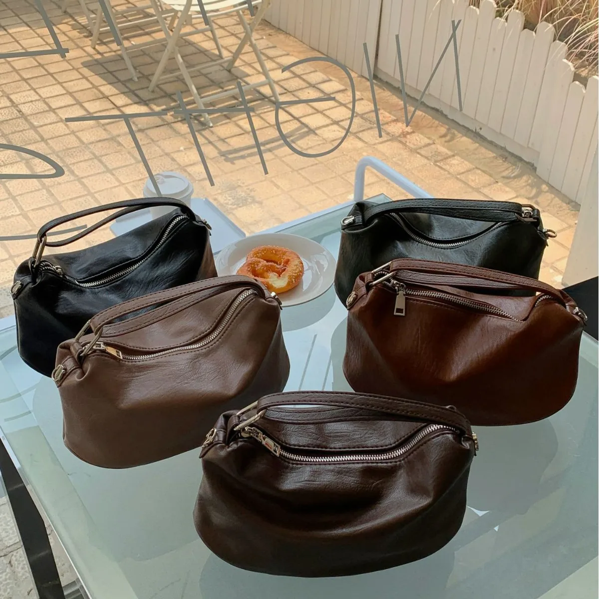 

Half Moon Soft Hobo Women's Handbags Casual PU Leather Shoulder Crossbody Bag NEW Fashion Designer Bags for Women Small Flap