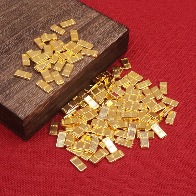 Nowy zestaw 50 szt. miniaturowych złotych sztabek do domku dla lalek, model do dekoracji domku dla lalek, zabawki do zabawy w dom dla dzieci, prezent.