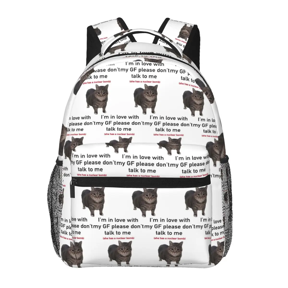 

I'm In Love With My GF Please Don't Talk To Me Cat Student Backpack School Bag Daypack for Boys Girls Bookbag Shoulder Bags