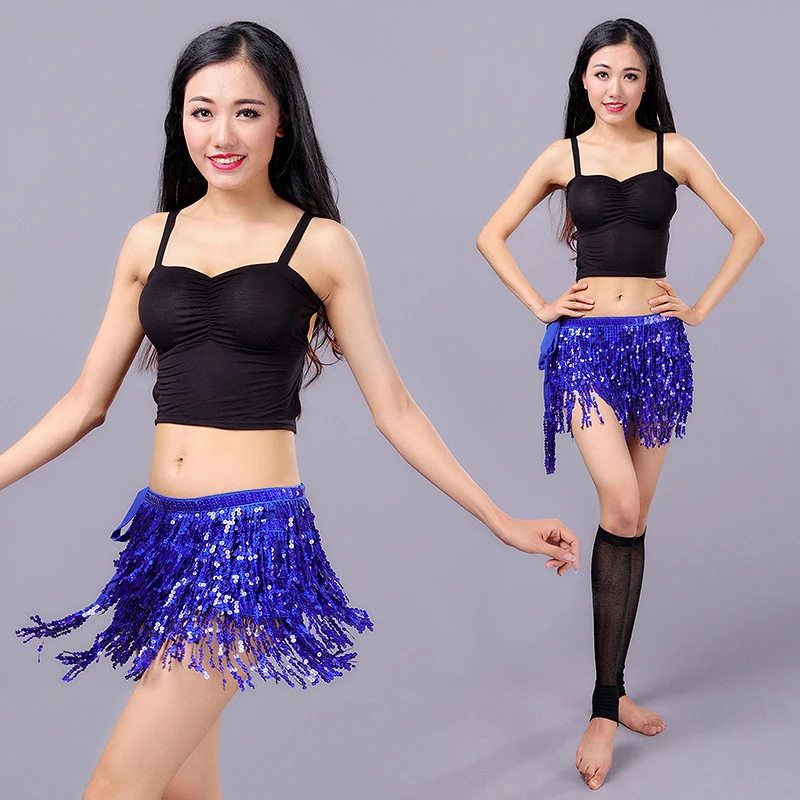 1PC Women Sexy Belly Dance Hip Waist Scarf Wrap Belt Dress Female Show Costumes Sequins Tassels Thailand/India/Arab Dancer Skirt