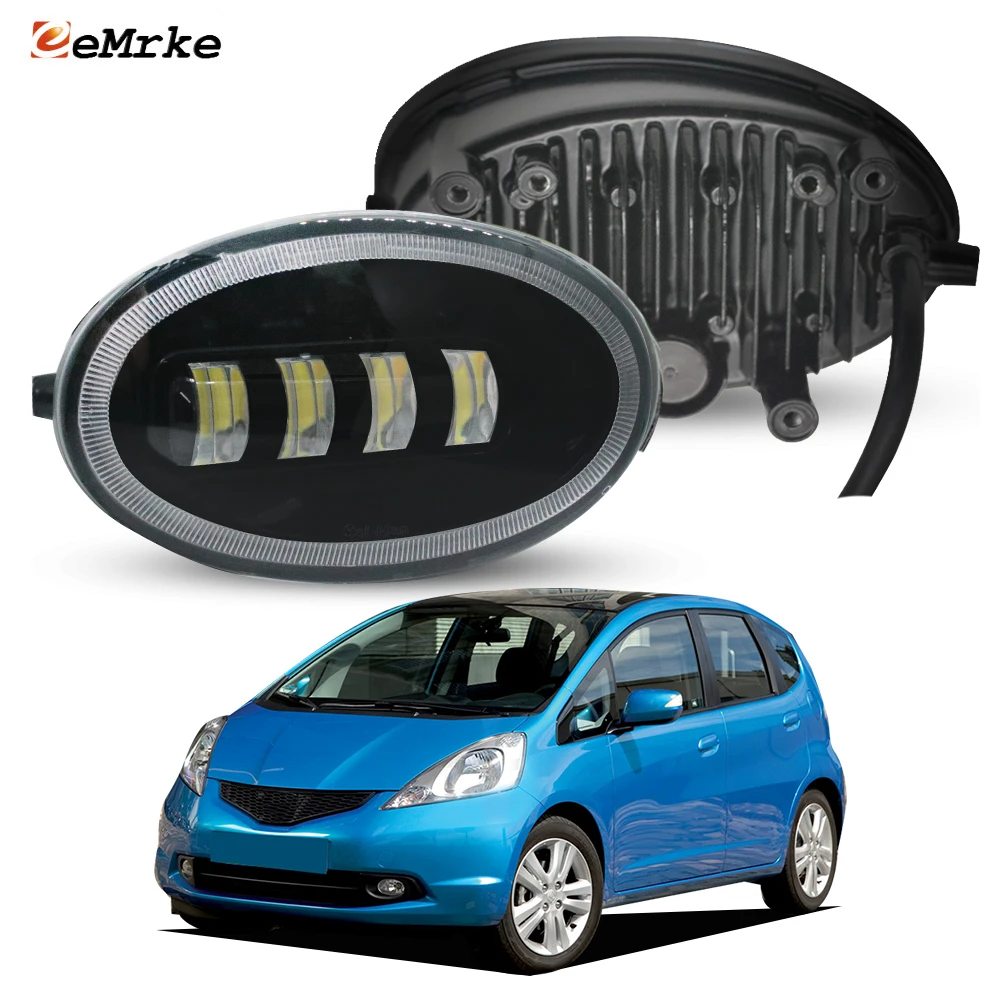 

Pair Upgrade 40W White + Yellow Led Fog Light Lens DRL Headlight for Honda Fit Jazz MK II 2008 2009 2010 Left and Right Side