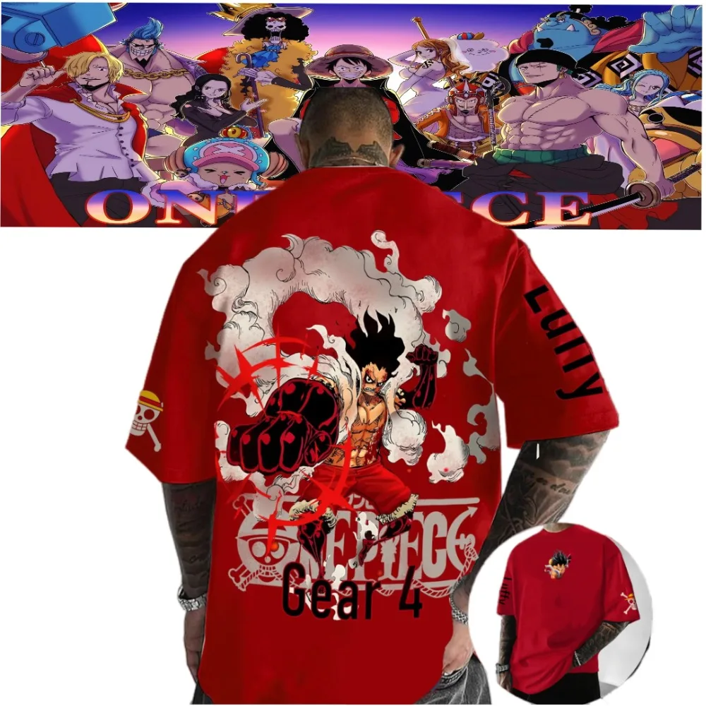 One Piece Official New Hot Fashion Summer Crew T-Shirt Merchandise Loose Fit Unisex Anime Top Soft Cotton with Vintage Print