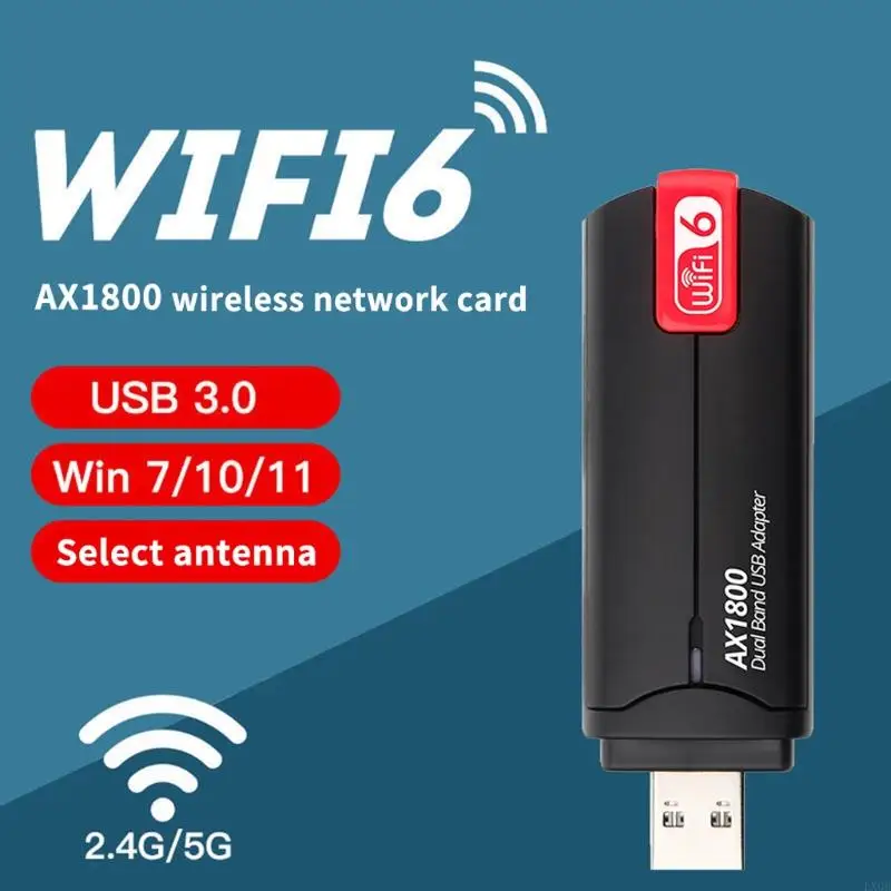 LX0B Mini Wi -Fi 6 AX1800 USB3.0 WiFi Adapter Podwójna karta sieci Gigabit Gigabit Karta sieci Gigabit