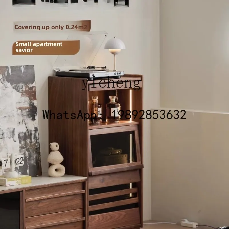 Furniture Black Walnut TV Side Cabinet Living Room Bedroom Vintage Drawer Cabinet Storage Storage