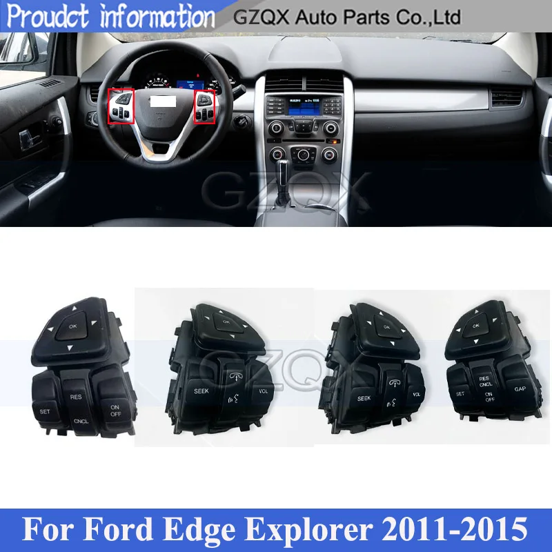 

CAPQX For Ford Edge Explorer 2011-2014 Multi-function Media Steering Wheel Button Audio Volume Cruise Control Switch