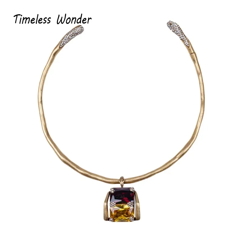 

Timeless Wonder Fancy Crystal Zircon Geo Pave Necklaces for Women Designer Fine Jewelry Top Luxury Rare Set Versatile 5623