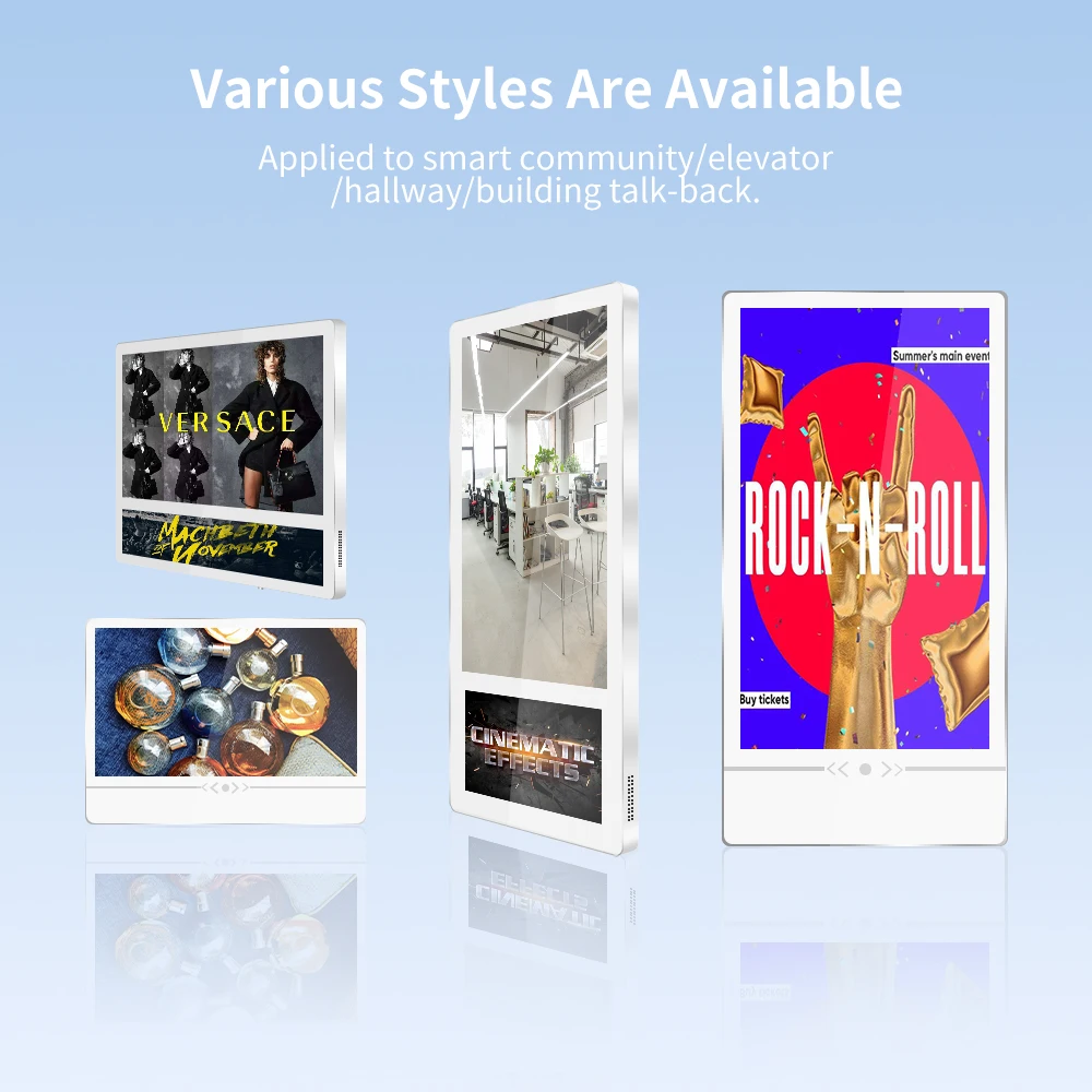 Wholesale 21.5+19 Inch Elevator Advertising Player Digital Wall-mounted LCD Display Signage Kiosk with Double Screen