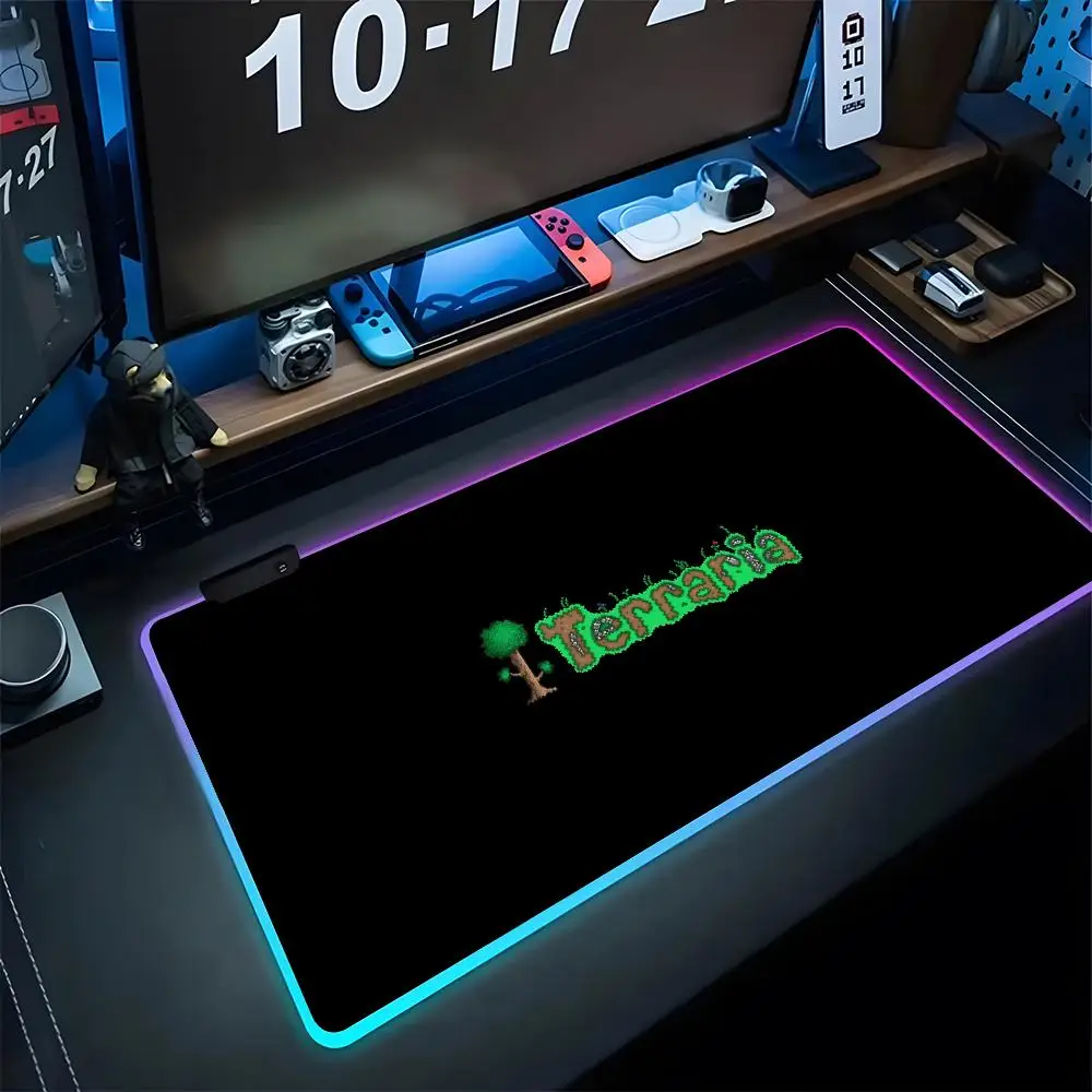 

T-Terraria Desk Mouse Pad Gaming Fashion Rgb Mousepad Backlit Keyboard Gamer Girl Xxl Laptop Mat Table Pads Deskpad