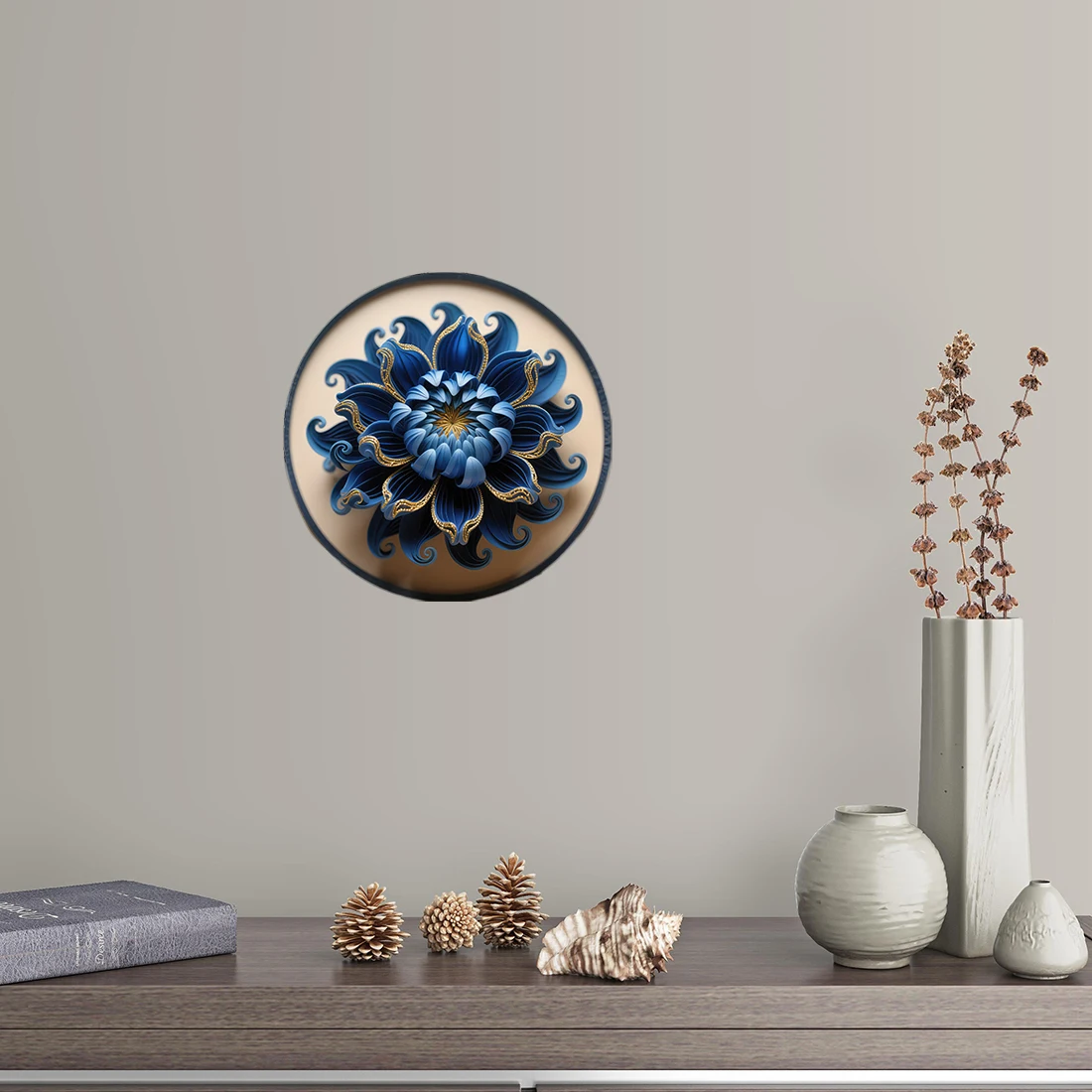 Three Ratels CFN20 Deep Blue Chrysanthemum Art Wall Stickers for Home Decoration Car Body decals