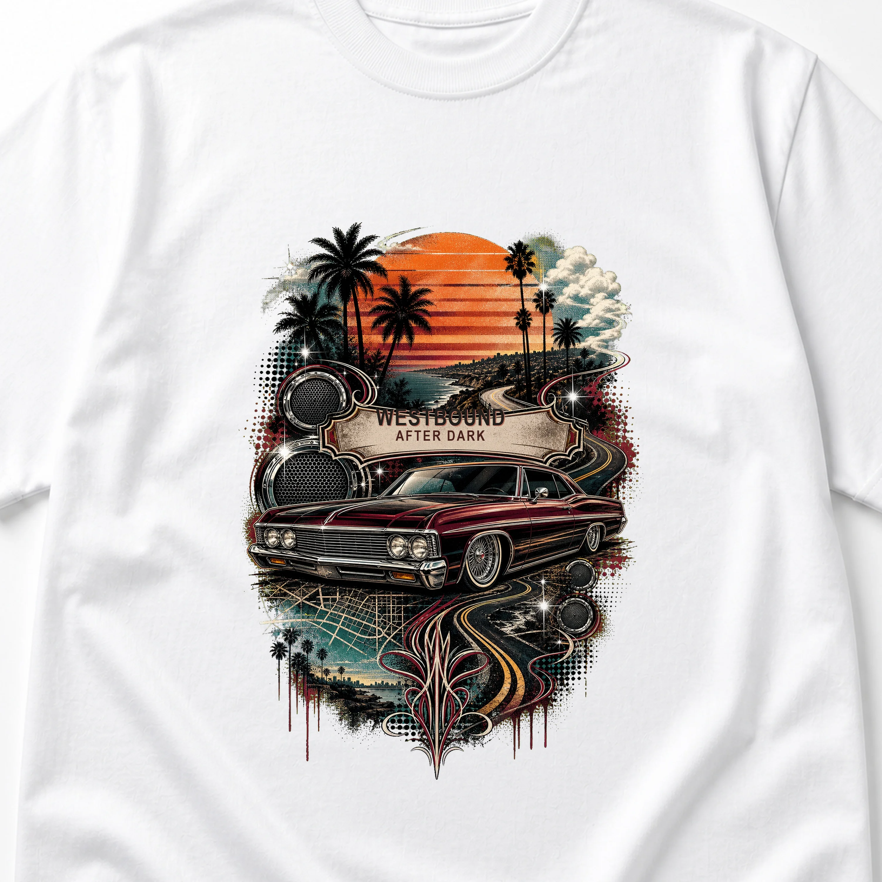 Westbound After Dark West Coast Collage Heavyweight T-Shirt